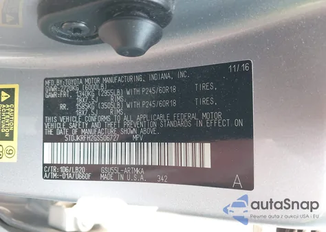 2016 Toyota Highlander Xle V6 из США, поврежденный, VIN 5TDJKRFH2GS506727